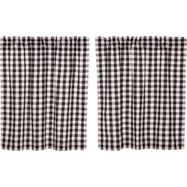 Annie Buffalo Black Check Tier Curtain Set of 2 L36xW36 - The Fox Decor